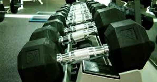 Rack of dumbbells